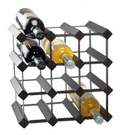 Dorre Vinställ I Trä & Metall För 12 Flaskor, Svart